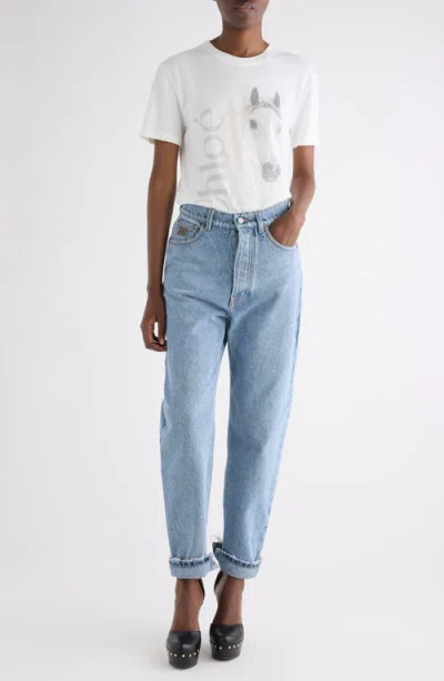 Chloé Light Indigo High-waisted Tapered Jeans In Blue