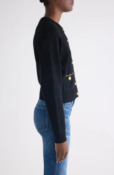 Chloé Chloe Embellished-pocket Wool And Cashmere-blend Cardigan In Black