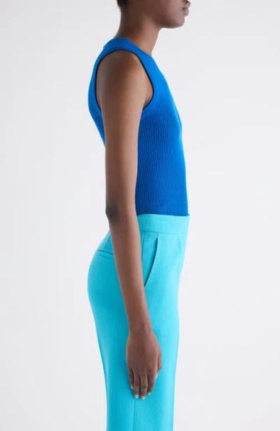 Chloé Crew-neck Tank Top In A Wool Knit In Blue