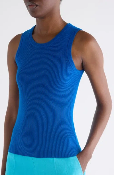 Chloé Crew-neck Tank Top In A Wool Knit In Blue