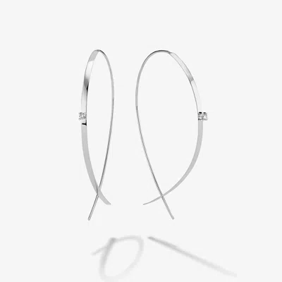 Lana Jewelry Small Flat Upside Down Hoops With Diamonds In Silver