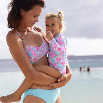 Snapper Rock Shirred Bikini Top In Multi