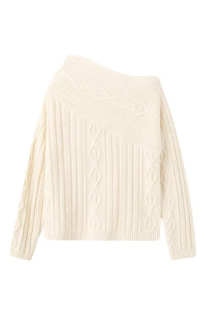 Mango Wolf One-shoulder Sweater In Neutral
