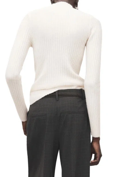 Mango Simonet Turtleneck Rib Sweater In White
