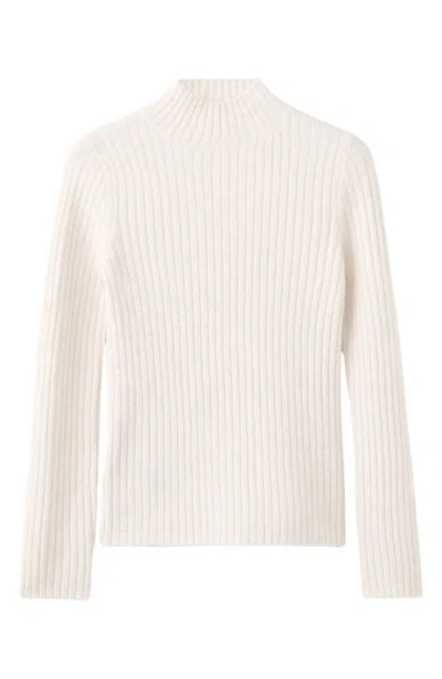 Mango Simonet Turtleneck Rib Sweater In White