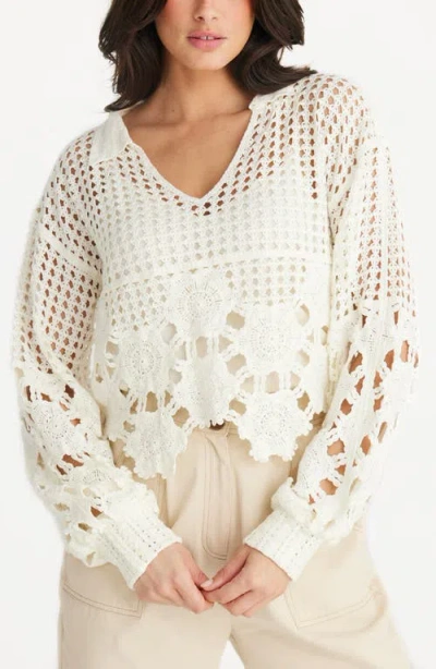 Talisman The Label Pixie Open Stitch Top In Neutral