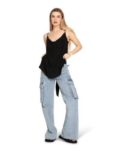Belle & Bloom First Class Reversible Tie Top In Black