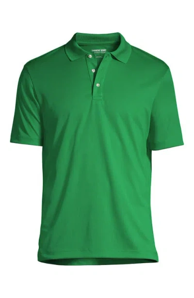 Lands' End Short Sleeve Solid Active Polo Shirt In Green