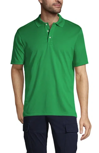 Lands' End Short Sleeve Solid Active Polo Shirt In Green