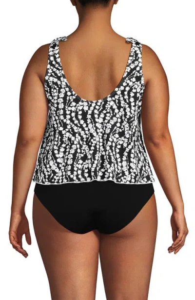 Lands' End Plus Size Dd-cup Tie Shoulder Flutter Tankini Top In Black