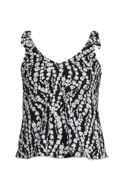 Lands' End Plus Size Dd-cup Tie Shoulder Flutter Tankini Top In Black