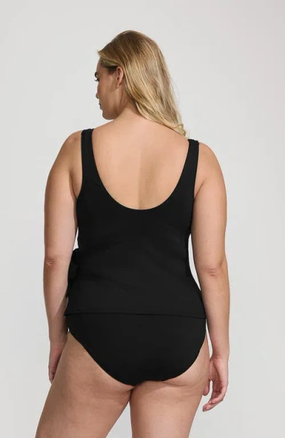 Lands' End Plus Size Dd-cup Side Tie Tankini Top In Black
