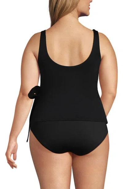 Lands' End Plus Size Dd-cup Side Tie Tankini Top In Black