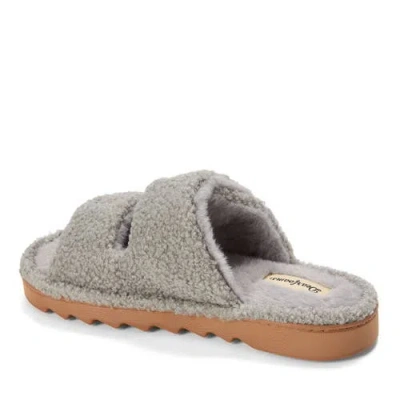 Dearfoams Regina Teddy Double Band Slide Slipper In Gray