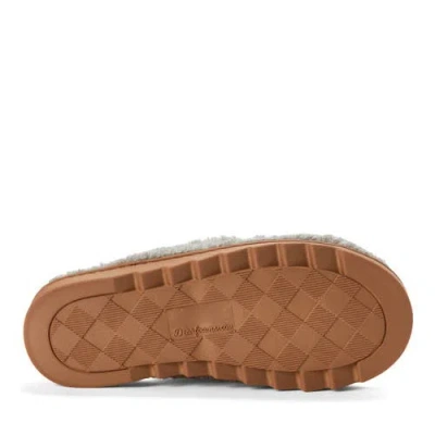 Dearfoams Regina Teddy Double Band Slide Slipper In Gray