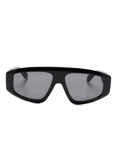 Alaïa Rectangular Frame Sunglasses Dark Lenses In Black
