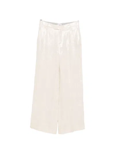 Brunello Cucinelli Women Wide-leg Tailored Linen Trousers In White