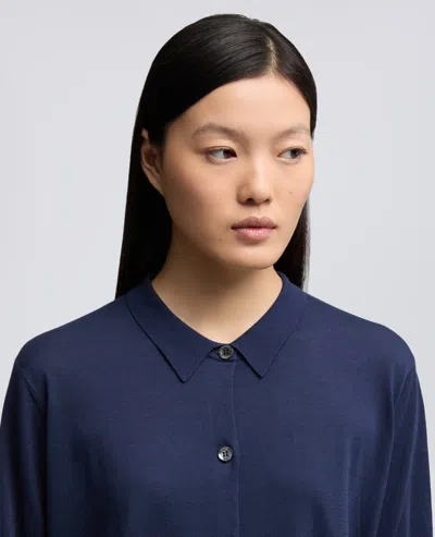 Aspesi Cardigan Avec Col En Melange Coton-soie-lin In Blue