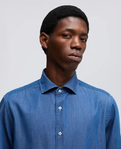 Aspesi Denim Blue Vic Button-up Cotton Casual Shirt In Blue