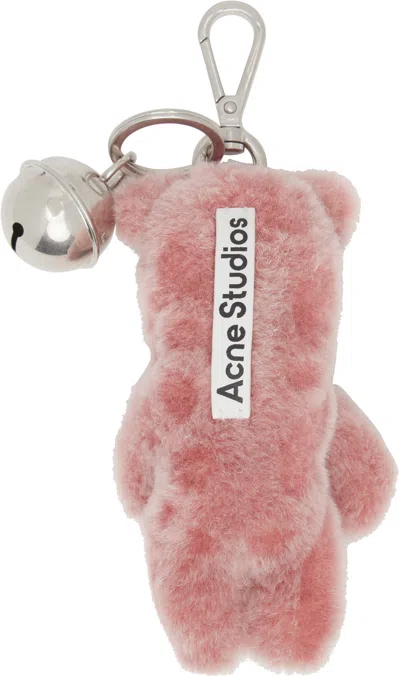Acne Studios Pink Teddy Bear Keychain In Pink