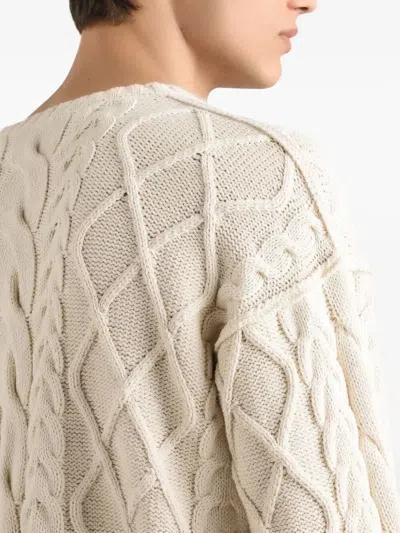 Dolce & Gabbana Oversized Pullover With Interwoven Pattern Clothing In Neutral