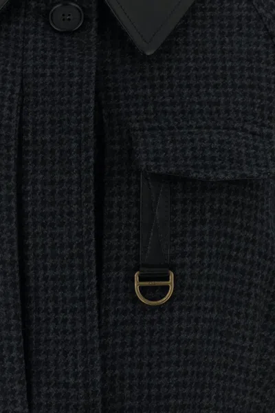 Chloé Wool Belted Jacket With Leather Collar Clothing In Black