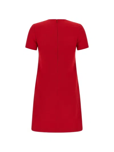Valentino Womens Paris Pocket-front Short-sleeve Wool-blend Midi Dress In Red