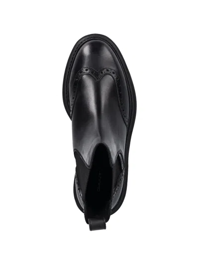 Gant Brogue-detail Pull-on Boots In Black