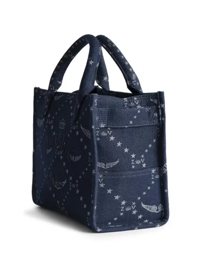 Zadig & Voltaire Angel Mini Zv Monogram Denim Tote In Blue