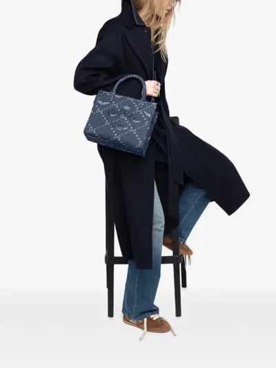 Zadig & Voltaire Angel Mini Zv Monogram Denim Tote In Blue