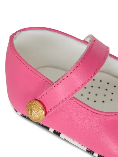 Balmain Button Ballet Flats In Pink