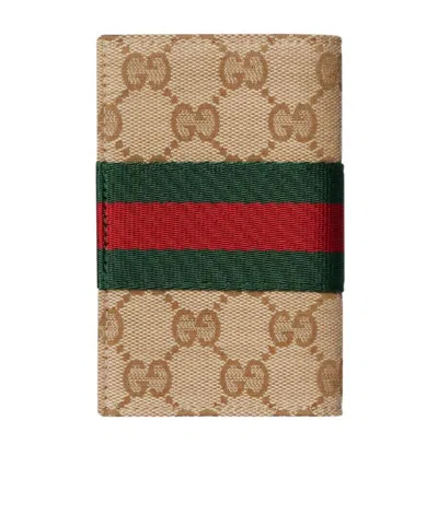 Gucci Gg Card Case With Web In Pattern