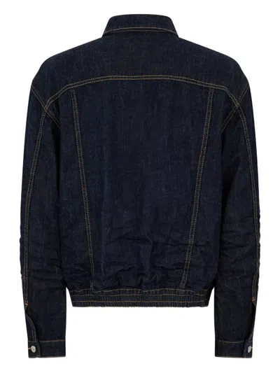 Dsquared2 Dark Wash Drawstring Jean Jacket In Blue