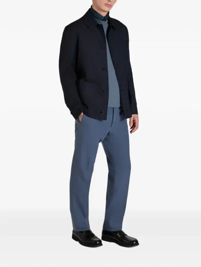 Incotex Button-up Jacket In Blue