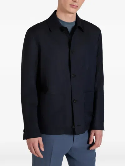 Incotex Button-up Jacket In Blue