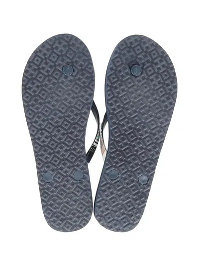 Pre-owned Tory Burch Printed-strap Flip Flops In Blue