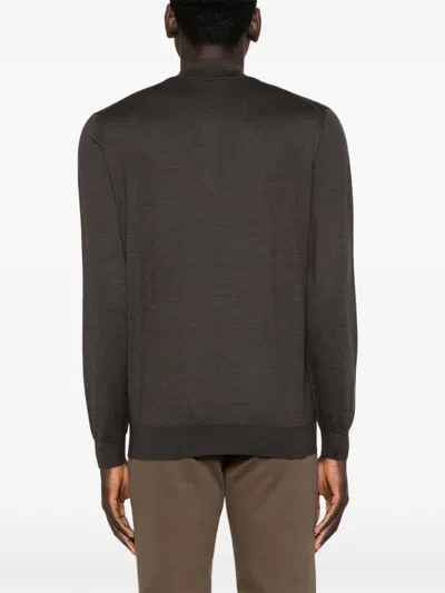 Corneliani Zip Sweater In Brown
