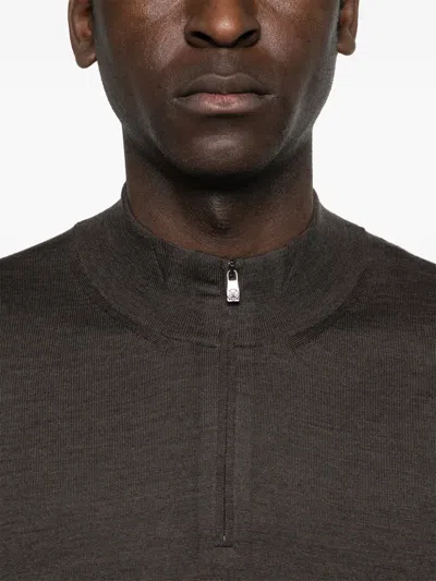 Corneliani Zip Sweater In Brown