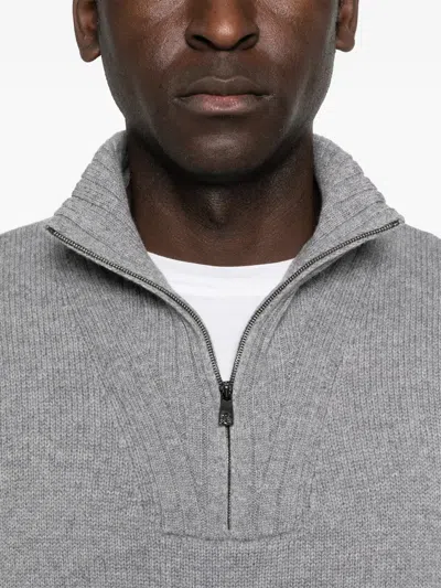 Corneliani Half-zip Sweater In Gray