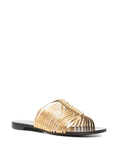 Giuseppe Zanotti Savoia Flat Sandals Open Toe Metallic In Gold