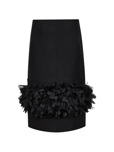 Totême Womens Black Petal High-waist Wool And Silk Midi Skirt In Black
