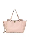 Valentino Garavani Rockstud Medium Leather Tote In Poudre