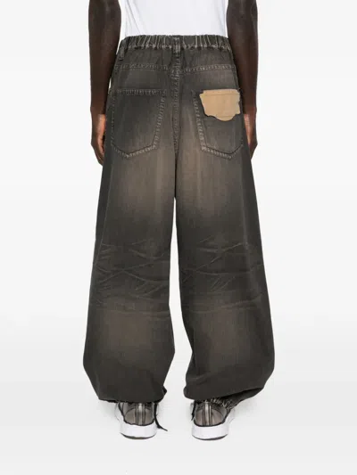 Miharayasuhiro Drawstring Light Wide Jeans In Brown