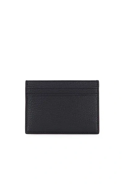 Saint Laurent Tiny Cassandre Card Case In Grained Leather In Blue