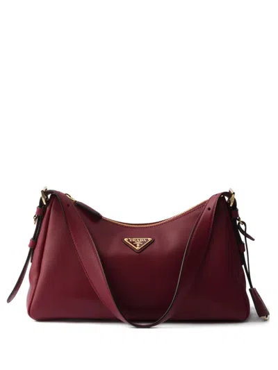 Prada Aimee Medium Leather Shoulder Bag In Burgundy