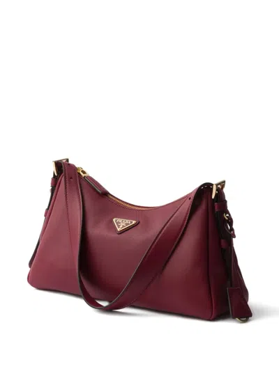 Prada Aimee Medium Leather Shoulder Bag In Burgundy