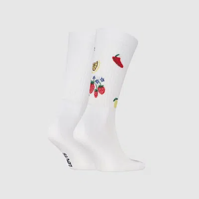 Levi's Regular Cut Fruit Socks 2 Pack In White