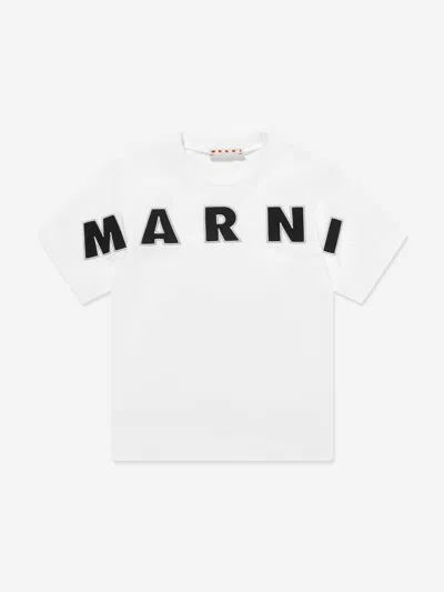Marni Kids Logo Embroidered Crewneck T-shirt In White