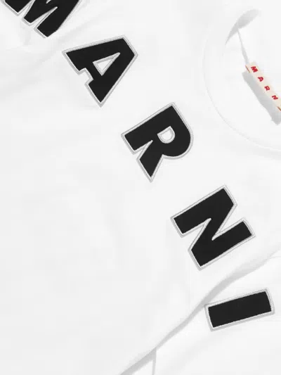 Marni Kids Logo Embroidered Crewneck T-shirt In White