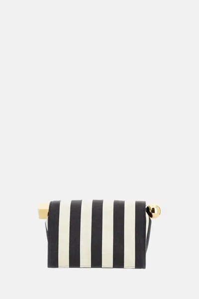 Jacquemus Striped Patchwork Raffia Fold-over Clutch In Red
